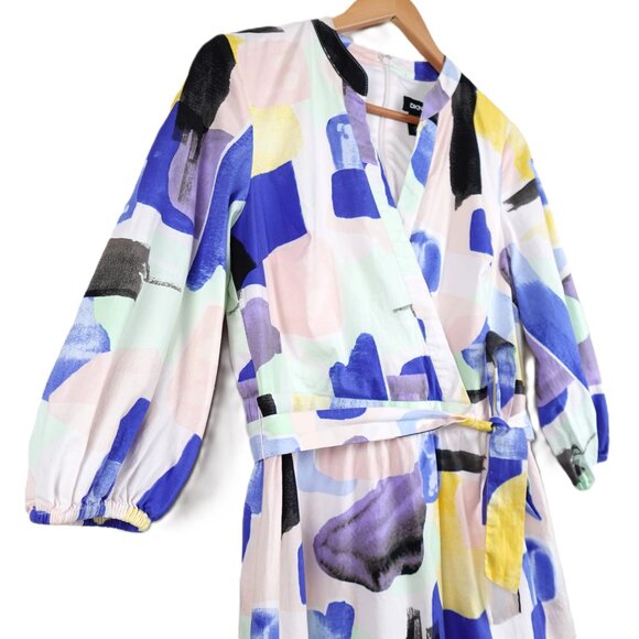 DKNY Abstract Print Balloon Sleeve Knee Length Dress - Picture 2 of 13